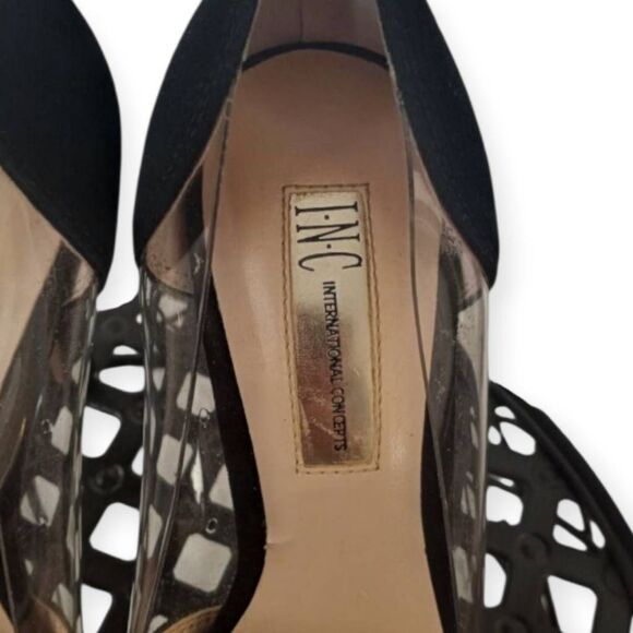 INC INTERNATIONAL CONCEPTS BLACK SUEDE PUMPS W/CLEAR SIDES SZ.5 GUC - Picture 4 of 8